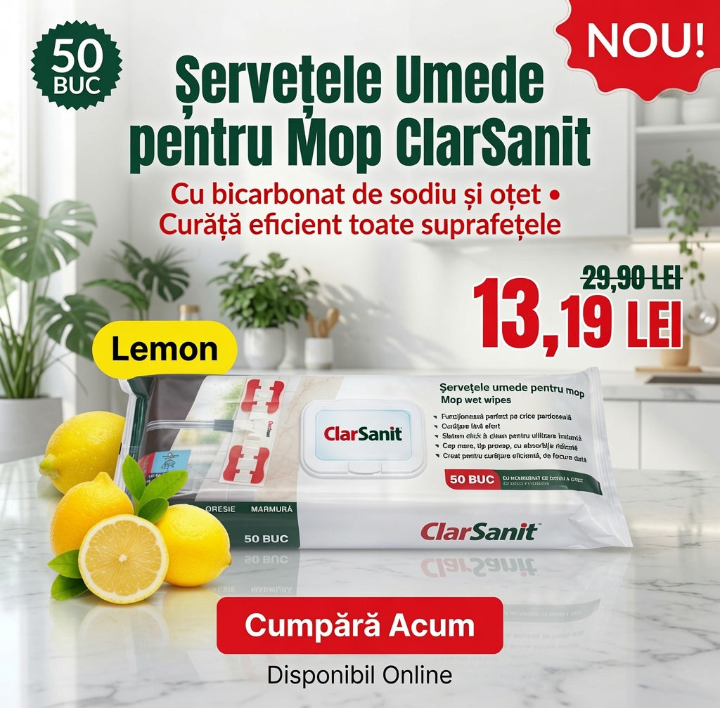 ClarSanit Servetele Umede pentru Mop - 50 Bucati Lemon