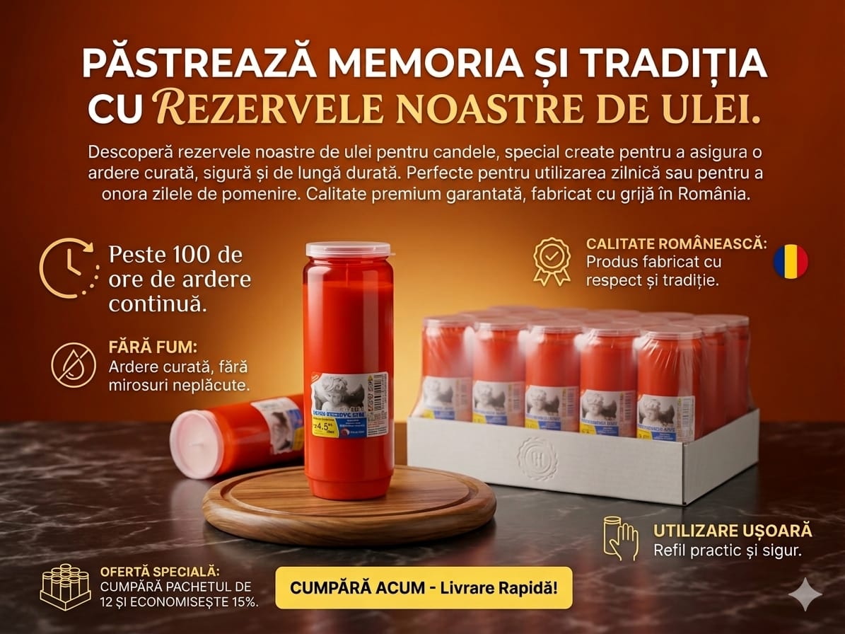Rezerve Ulei pentru Candele - Peste 100 Ore - Pachet 12 Bucati
