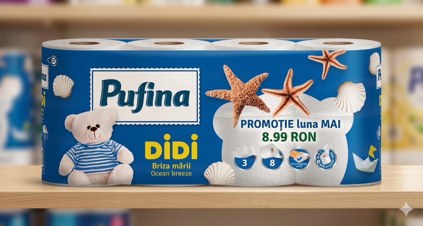 Hartie igienica Pufina Didi Ocean Breeze 8 role