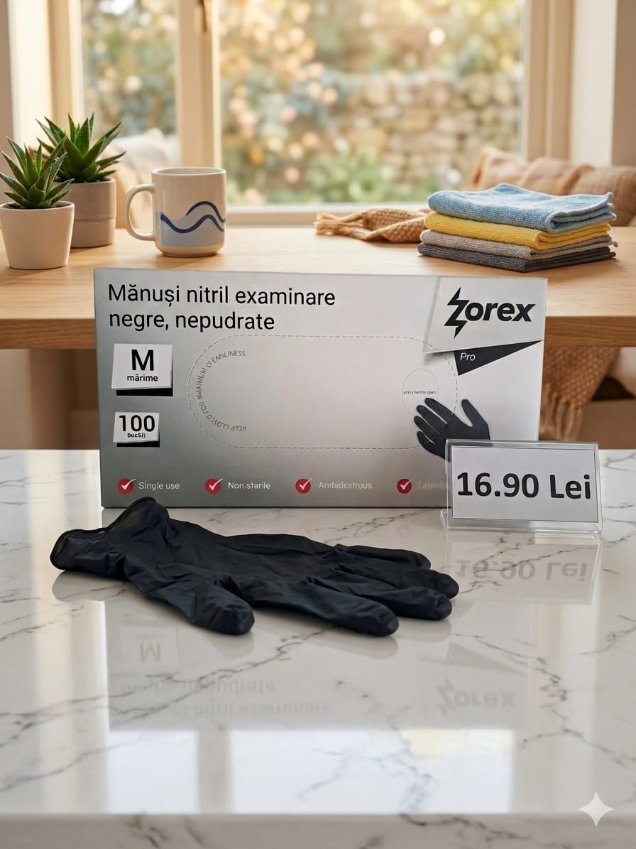 ZOREX PRO MANUSI NITRIL NEGRE M,100/CUTIE