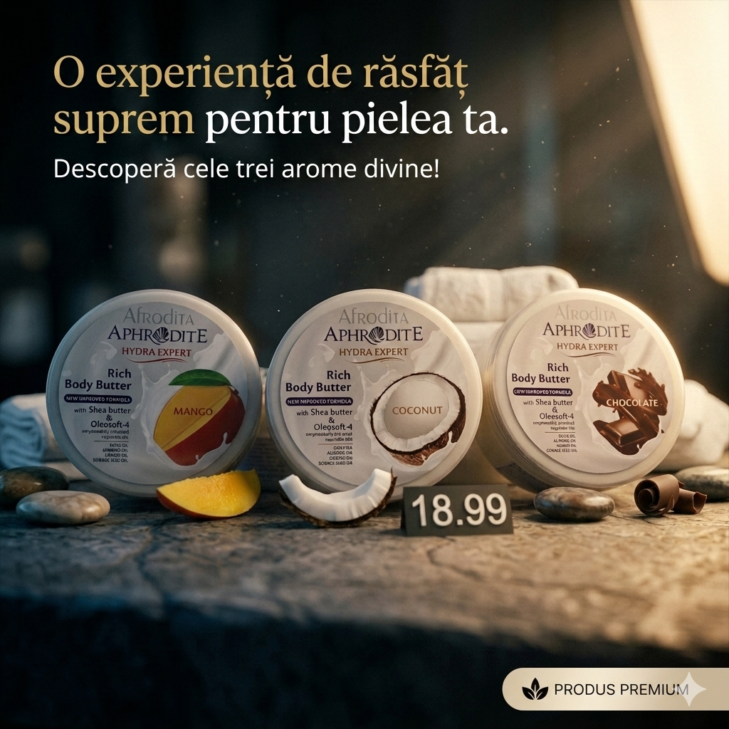 AFRODITA CREMA DE CORP 350 ML /Body Butter Afrodita Hydra Expert 3 arome/pret /bucata